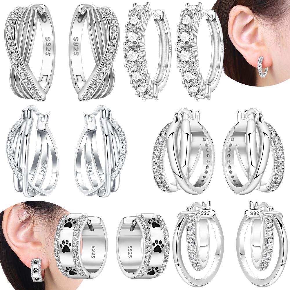 Original Copper Copper Simple Earring Crossed Double Earring Cute Pet Paw Print Earring Wrapped Braided Earring Accessory