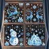 Blue Christmas Window Static Clings With Santa Snowman Reindeer Patterns For Home Xmas Party Decorations