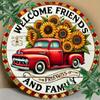 Vintage Sunflower Truck Tin Sign Rustic Farmhouse Wall Decor Indoor Outdoor Weatherproof