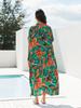 Beach Kaftans Flower Printed Summer Holiday Maxi Dresses Button Decoration Holiday Bathing Suits Hot Sales