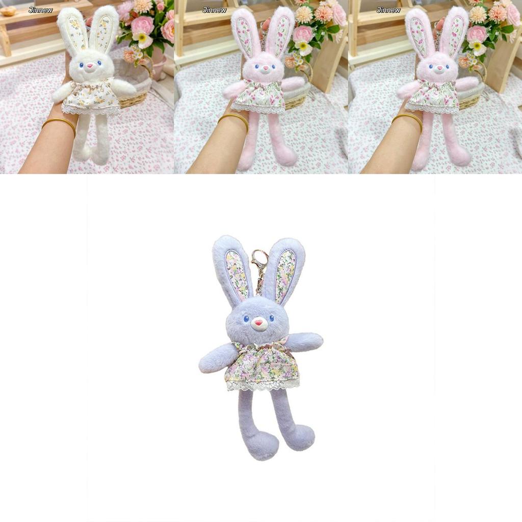 Jinnew Floral Dress Plush Bunny Keychain With Cute Design For Gift And Accessories