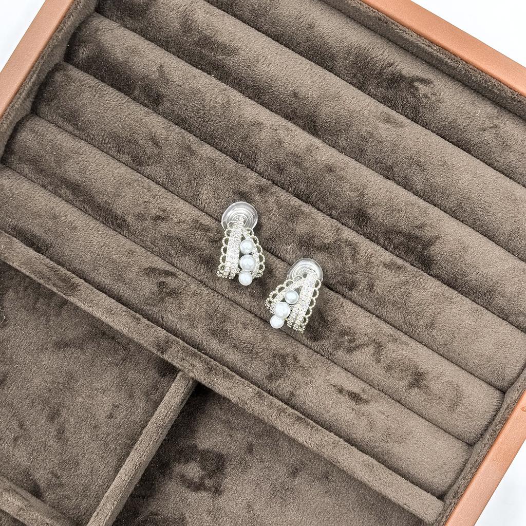 Exaggerated Light Luxury Earrings Electroplating Temperament Diamond Pearl Earrings Fashionable and Versatile Female Retro Zircon Earrings