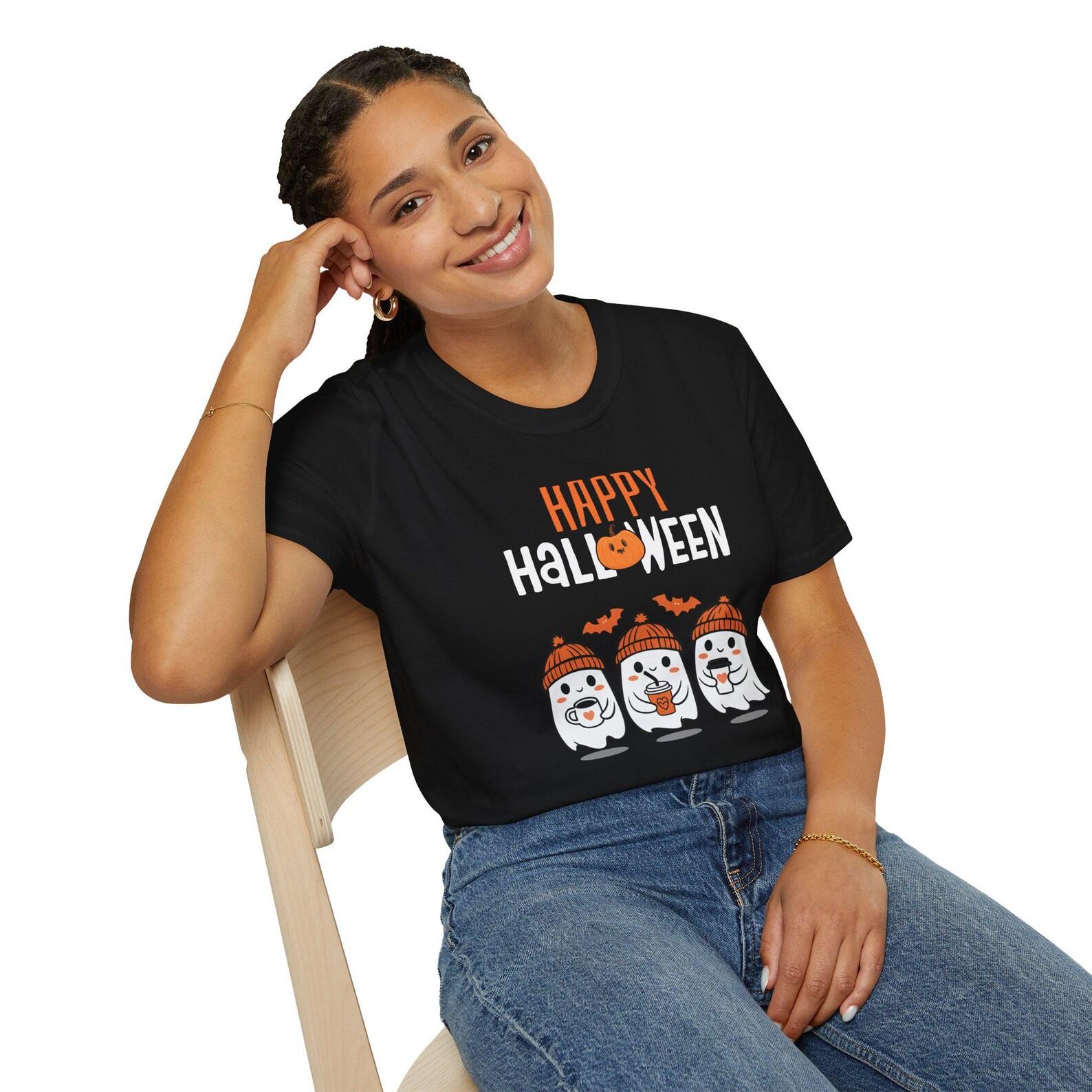 Spooky Ghosts Halloween T-Shirt: Unisex Cotton Tee S