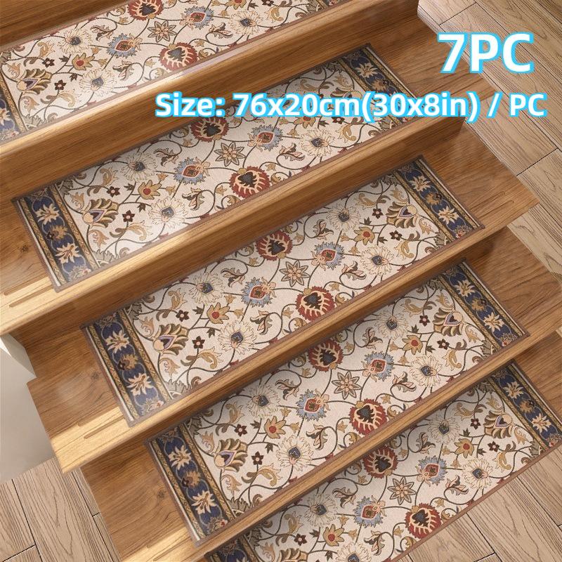 Persisches Retro-Blumenmuster Treppenmatte Dekoration Haus Rutschfest Selbstklebend Treppenmatten 7 Stück 15 Stück Maschinenwaschbar Stufenmatte