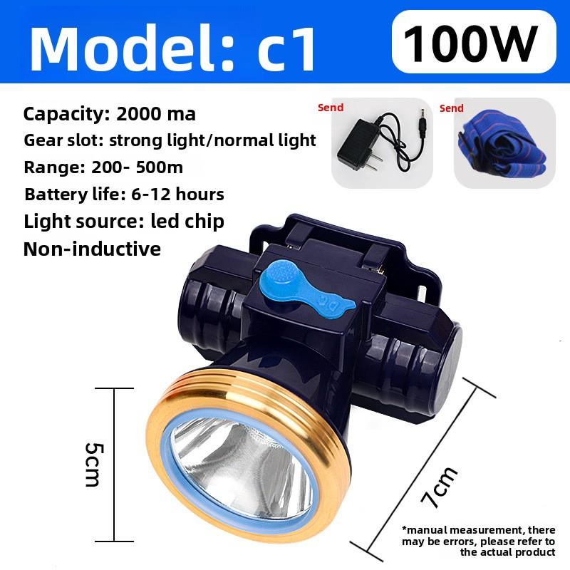 Strong Light Laser Cannon Super Bright Led Rechargeable Lithium Battery Outdoor Head-mounted Long Battery Life Induction Night Fishing Headlight