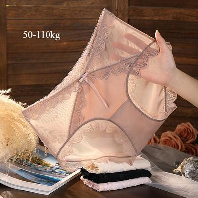 Sexy Briefs Mesh Transparent Oversized Underwear for Women Panties Plus Size Lingerie Female Breathable Pantys