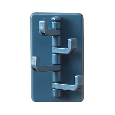 Rotatable Hook Plain Adhesive Hanging Wall Hook for Belt Scarf Hat Umbrella Jewelry Tie Blue