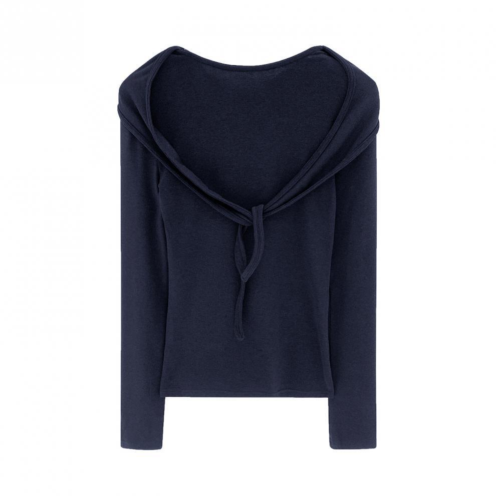 Women's Autumn/Winter 2025 Scarf Bow Tie Lace-up T-shirt