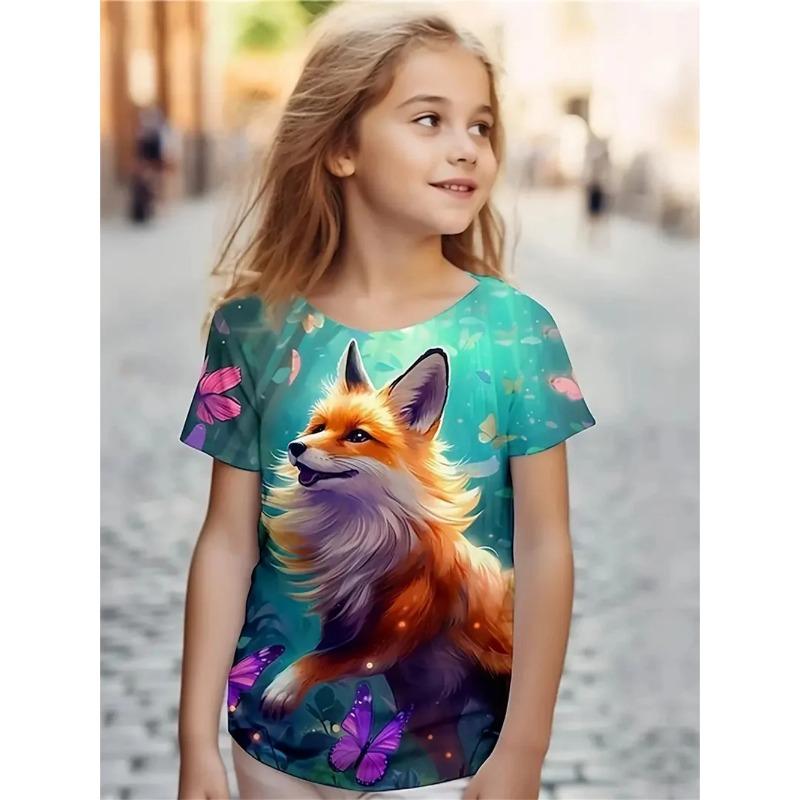 New Funny Animal 3d Print Girls' T-Shirts Party Short Sleeved Tops Tee 2025 Casual T-Shirts