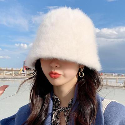 Women's Rabbit Fur Fisherman Hat - Small Face, Autumn/Winter Warmth, Korean & Japanese Style Bucket Hat