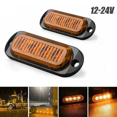 2pcs Yellow LED Side Marker Clearance Light Orange Lamp Indicator 12V-24V Truck Trailer Caravans Replacement Accessories