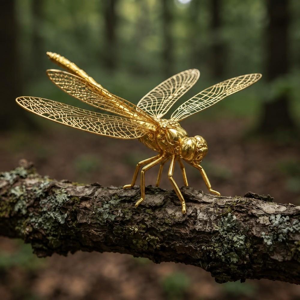Alloy Brass Dragonfly Figurine Simulation Insect Dragonfly Desktop Decor Tea Pet