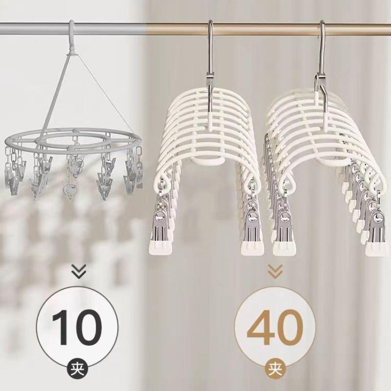 20 Clips Heavy Duty Stainless Steel Laundry Hanger - Windproof Non-Slip Multi-Clip Drying Rack for Socks, Underwear, Bras