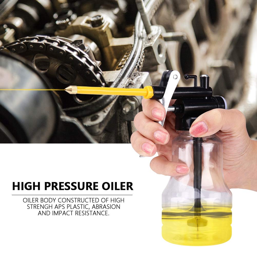 Oil Can Pump Oiler,Transparent High Pressure Oiler,250cc Transparent High Pressure Oiler Lubrication Oil Can Bottle Flex Manual Oiling Gun