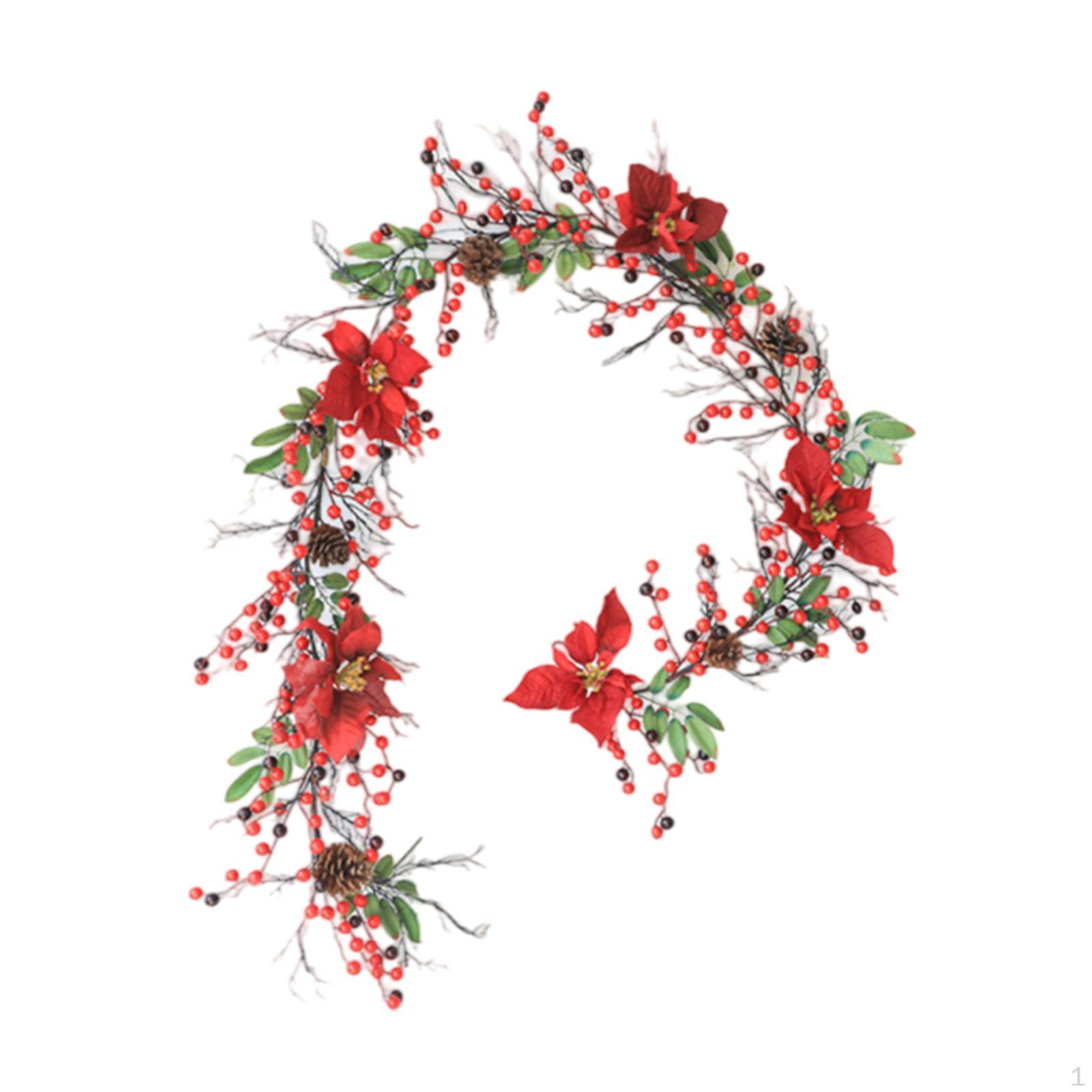 

6-футовый ротанговый рождественский венок для подвешивания на стену для гостиных и улицы Red Flower