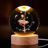 3D Starry Sky Crystal Ball Night Light with Solid Wood Base - Luminous Desktop Ornament & Birthday Gift