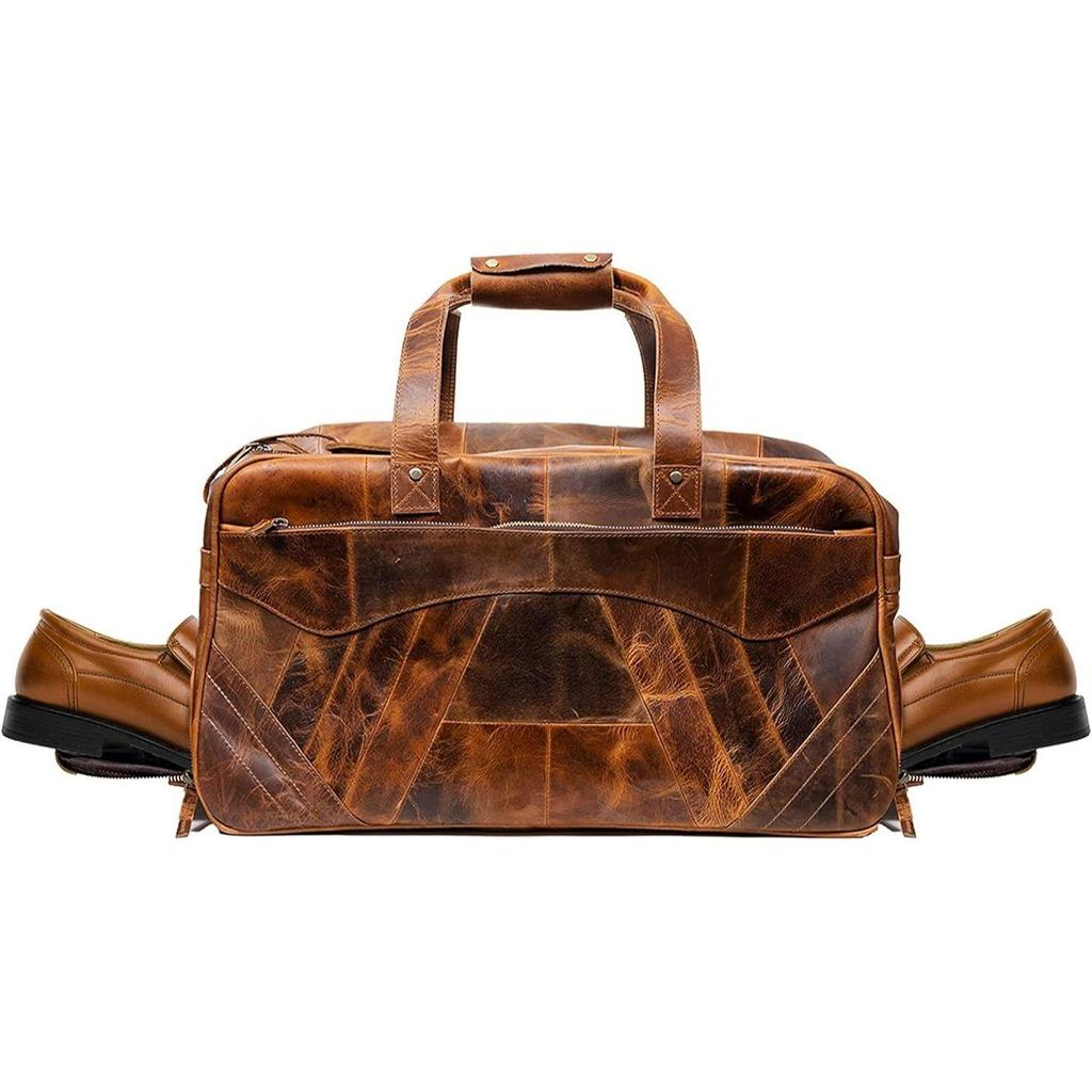 Large Duffel Luggage Leather Travel Bag Duffel Bag Gym Bag Airplane Cabin Approved Carry On Overnight Leather Weekender Mens Duffle Bag