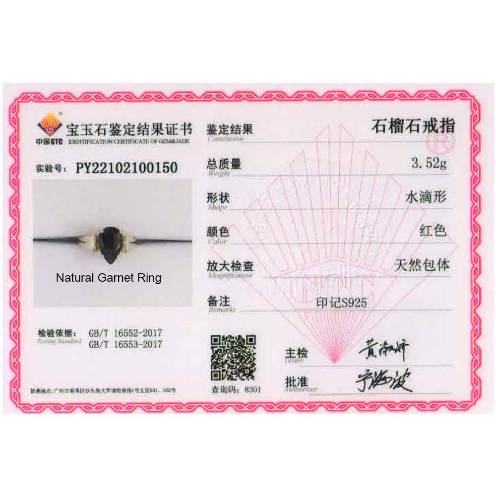 Bolaijewelry 100% Natural Red Garnet Jewelry Set Gemstone Pear 8*12mm Rings Earrings 925 Sterling Silver Fine Jewelry