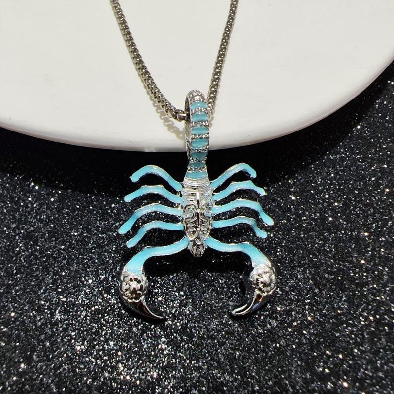 1PC Stainless Steel Personality Scorpion Pendant Fashion Luminous Scorpion Unique Hollow Out Design Hip Hop Chain Necklace