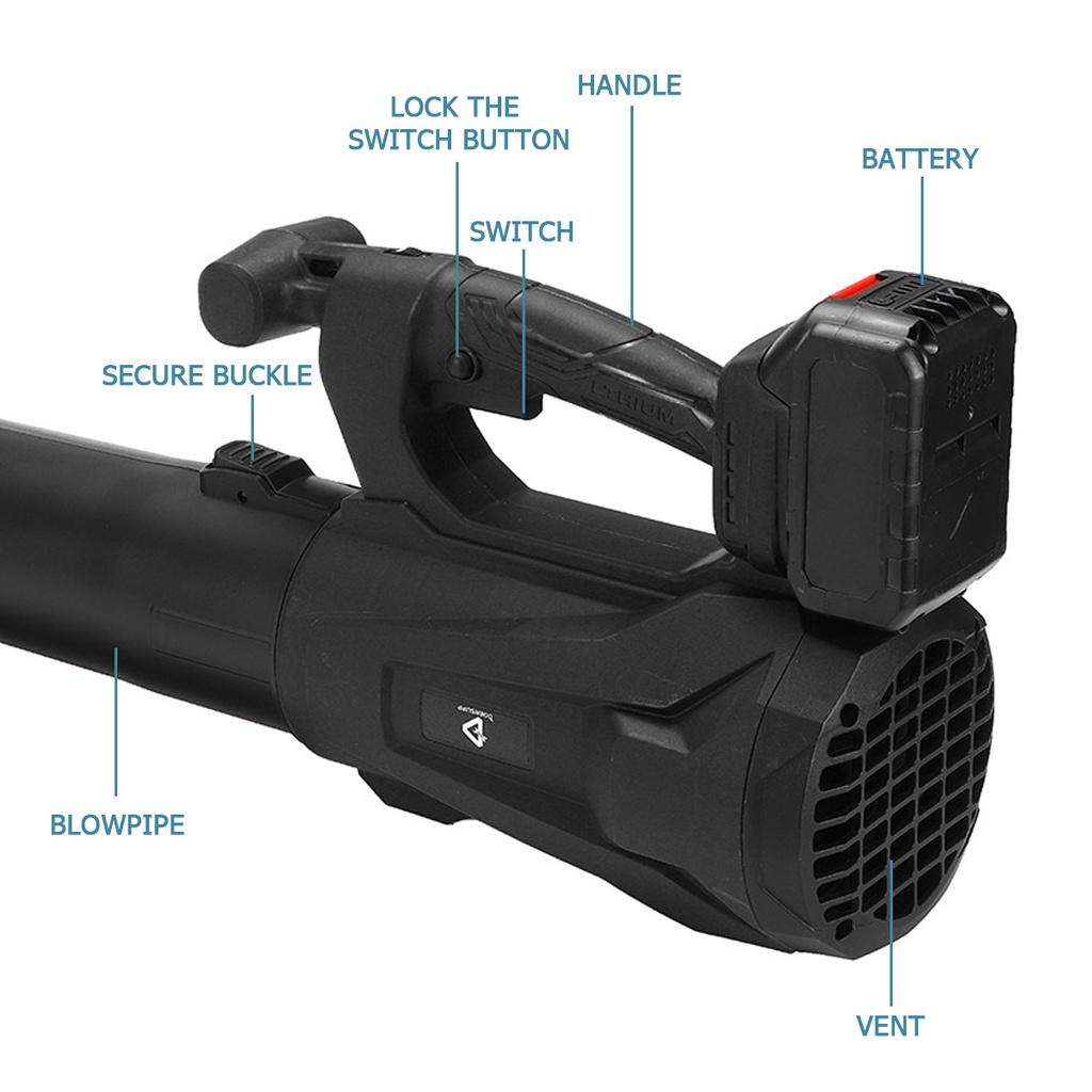 20000RPM 6 Gears Handheld Cordless Air Blower Dust Collector Sweeper Garden Power Tools Electric Leaf Blower for 15000mAh Li-ion Battery