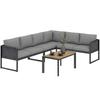 Modular Corner Outdoor Lounge Set for 6, Sofas, Coffee Table, Dark Grey