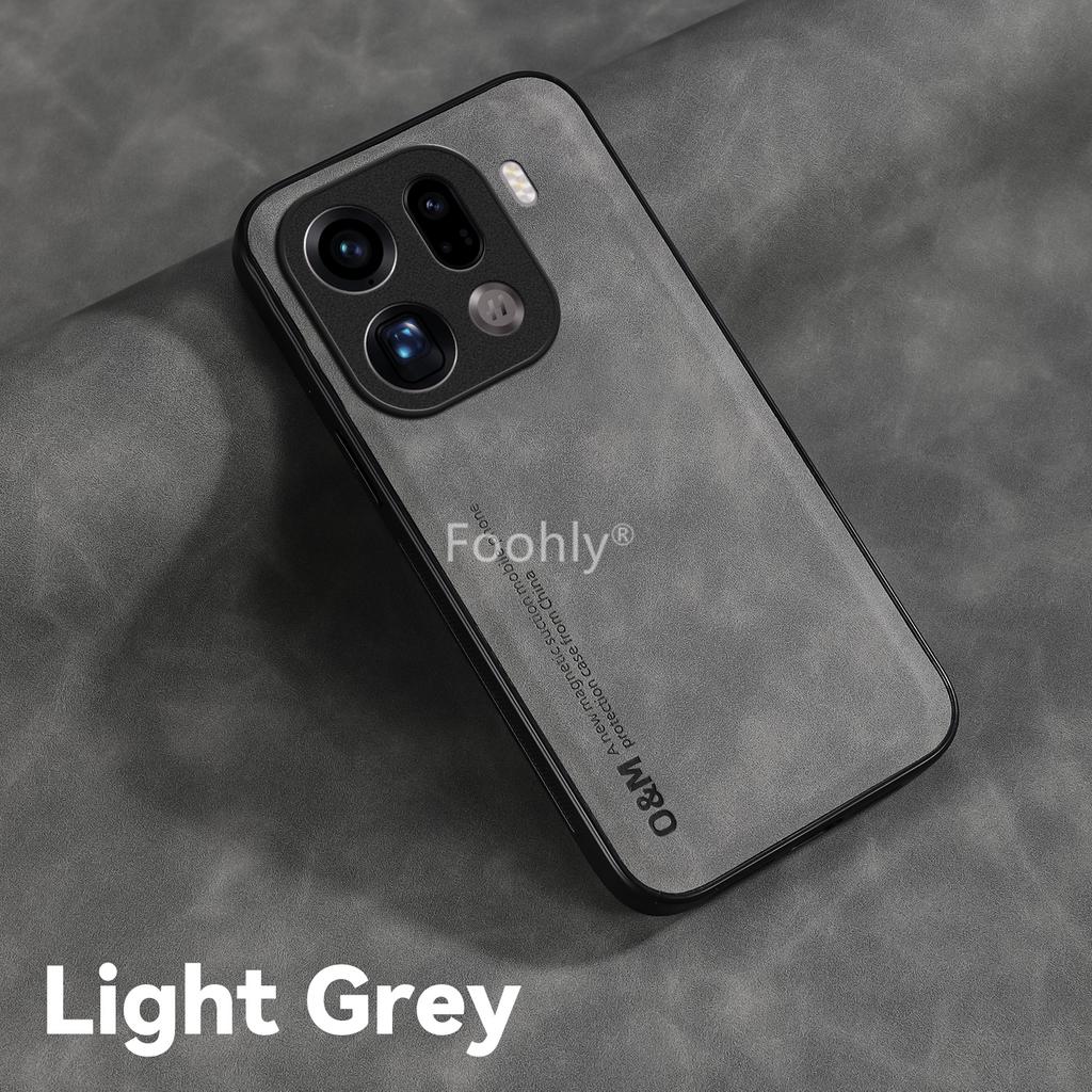 Nubuck Leather Shockproof Magnetic Case for OPPO Find X9 Pro Protective Cover Back Shell Coque Funda