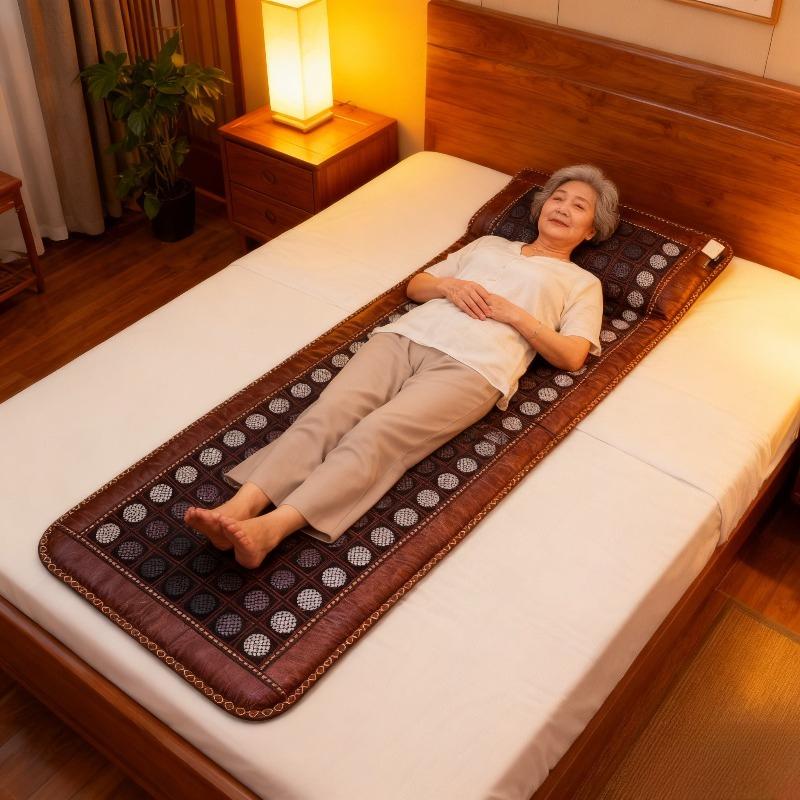 Full Body Therapeutic Bed Massage Pad - Tourmaline Anion Jade, PEMF, Mesh, Timer & Temp for Muscle Pain Relief