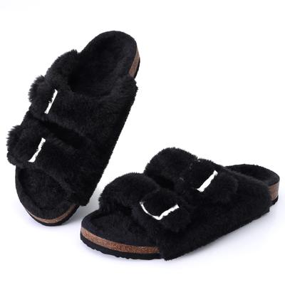 Smile Winter Fuzzy Clogs Hausschuhe Damen Mode Outdoor Warmes Fell Wildleder Pantoletten Plüschgefütterte Kartoffelschuhe Flauschige Baumwollhausschuhe