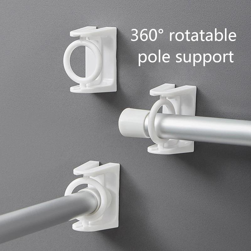 360° Roterbar Uttrekkbar Stangfeste for Ikke-boring Sterke Selvklebende Kroker Håndklestang Dusjforhengstang Brakett