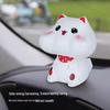 Solar-Powered White Nodding Cat Ornament - Chubby Lucky Desktop Decor