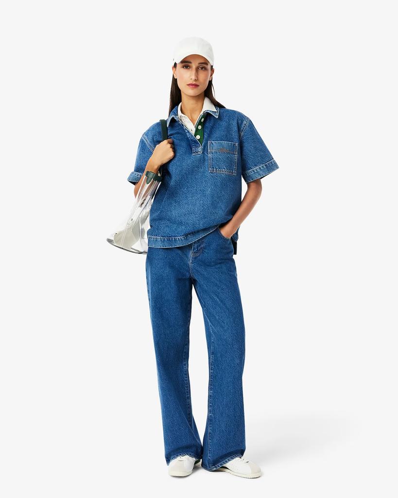 LACOSTE Women'S Colored Denim Polo Shirt Cf0052-55G 36L