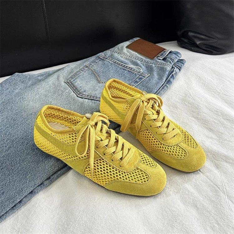 2025 Summer New Mesh Breathable Versatile Flat-bottomed German Training Shoes for Women's Sports and Leisure Lightweight Versatile Forrest Gump Sho
