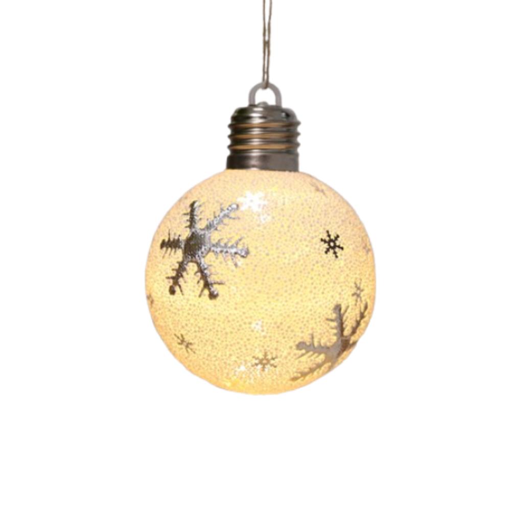 

2pcs Plastic LED Bulbs Lights Pendant Shatterproof Christmas Glowing Ball Ornament Children Gifts Snowflake