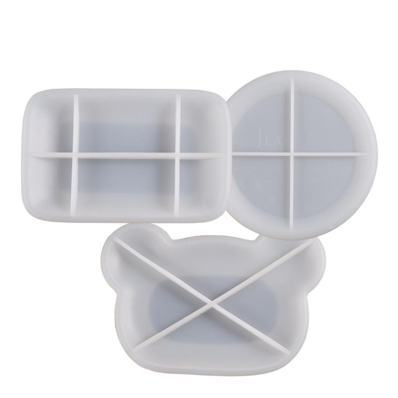 Round Rectangular Bear Head Dish Silicone Molds Storage Tray Plate Resin Molds for DIY Resin Art Gifts Home Decoration