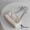 Loving Ribbon Leather Chain Shirring Square Flap Crossbody Shoulder Bag (4 Colors)