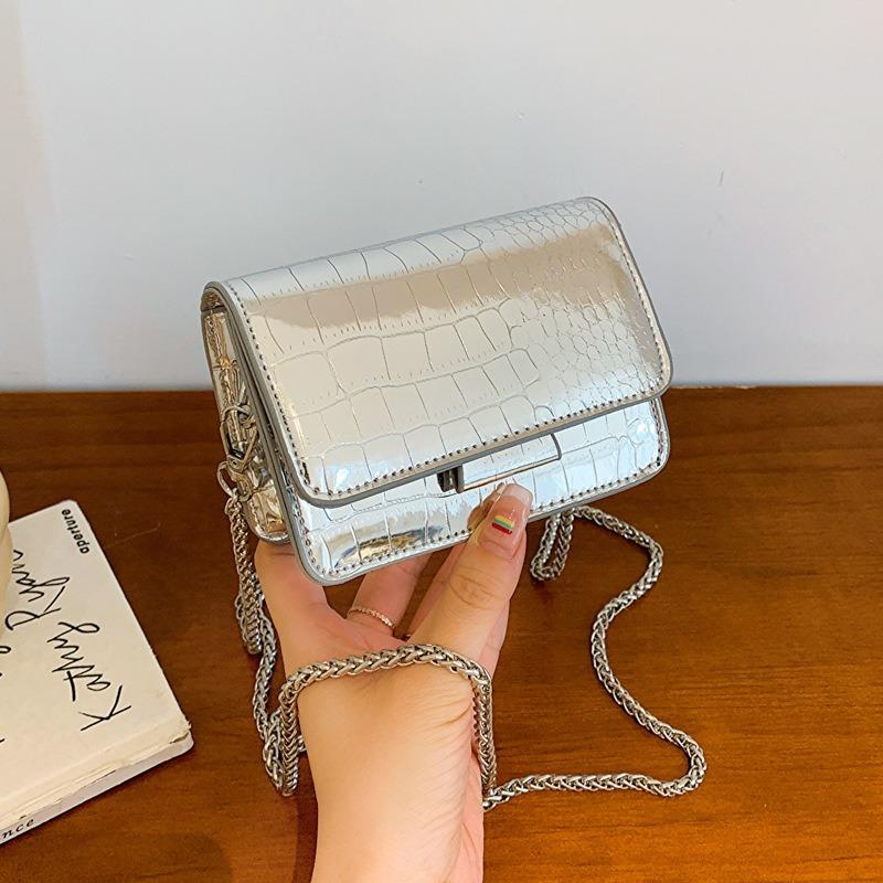 

Women Vintage Chain Silver Chic Crossbody Bag Luxury Designer Small Shoulder Bags Fashion Mini Square Cute PU Leather Handbags срібний