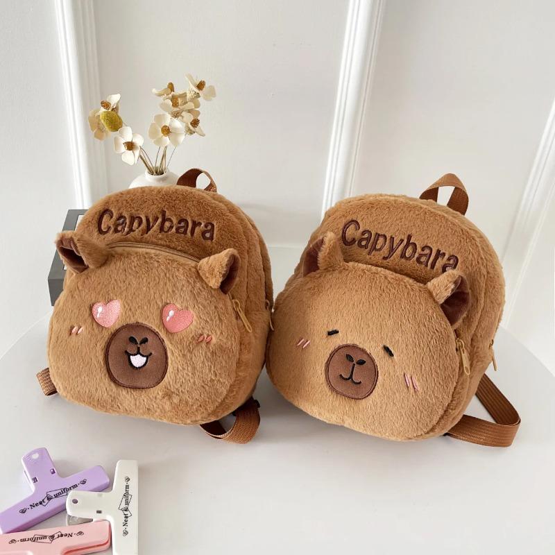 New Style Plush Women Bag Gift For Girls Kids Capybara Doll Plush Backpacks Portable Cartoon Animals Cute Capybara Backpack