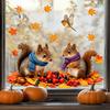 Tier-Fenstersticker zum Herbstthema mit Ottern, Eichhörnchen, Igeln und Roten Pandas für das Kinderzimmer