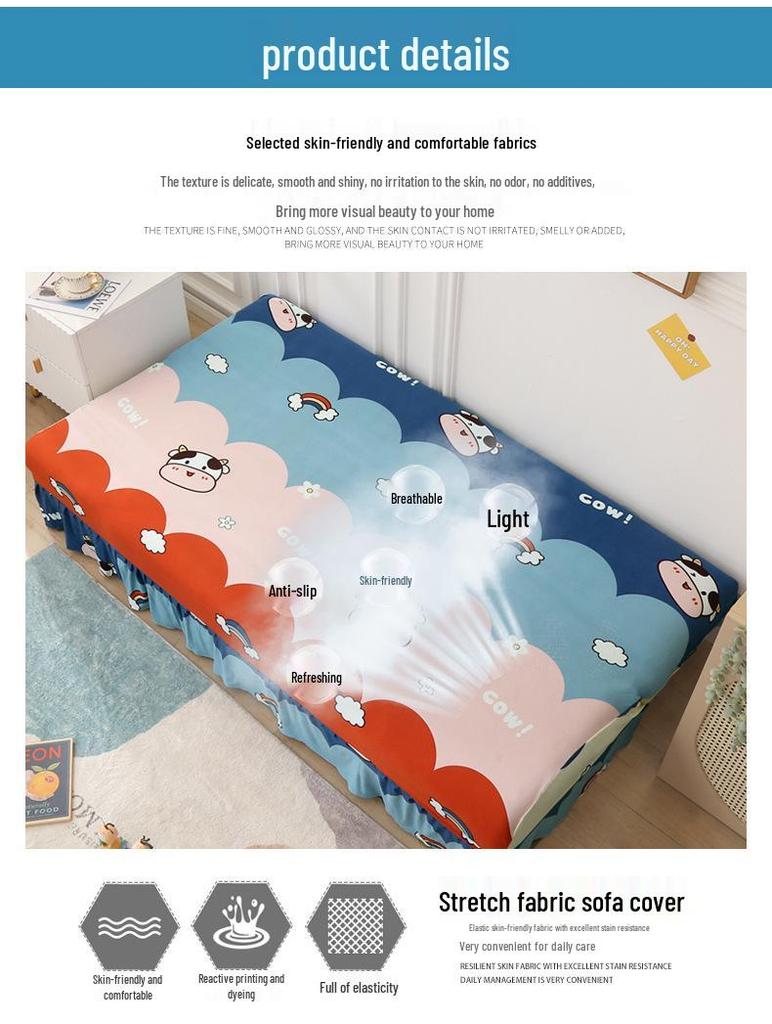 Universal Anti-slip All-Season Skirted Sofa Bed Cover for Armless and Foldable Sofas