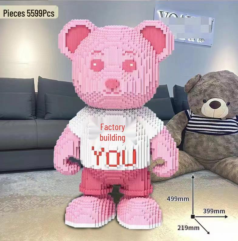 Girls' Compatible Lego: Violent Bear Building Block Series - Educational Micro-Block Interlocking Toys & Gifts