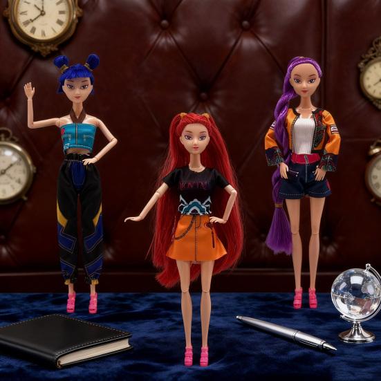 1/3Pcs 11-Inch Kpop Hunter Girl Doll Animated Movie Inspired Movable Joints Girl Action Figure Collectible Toy Decoration Ornament Fans Gift