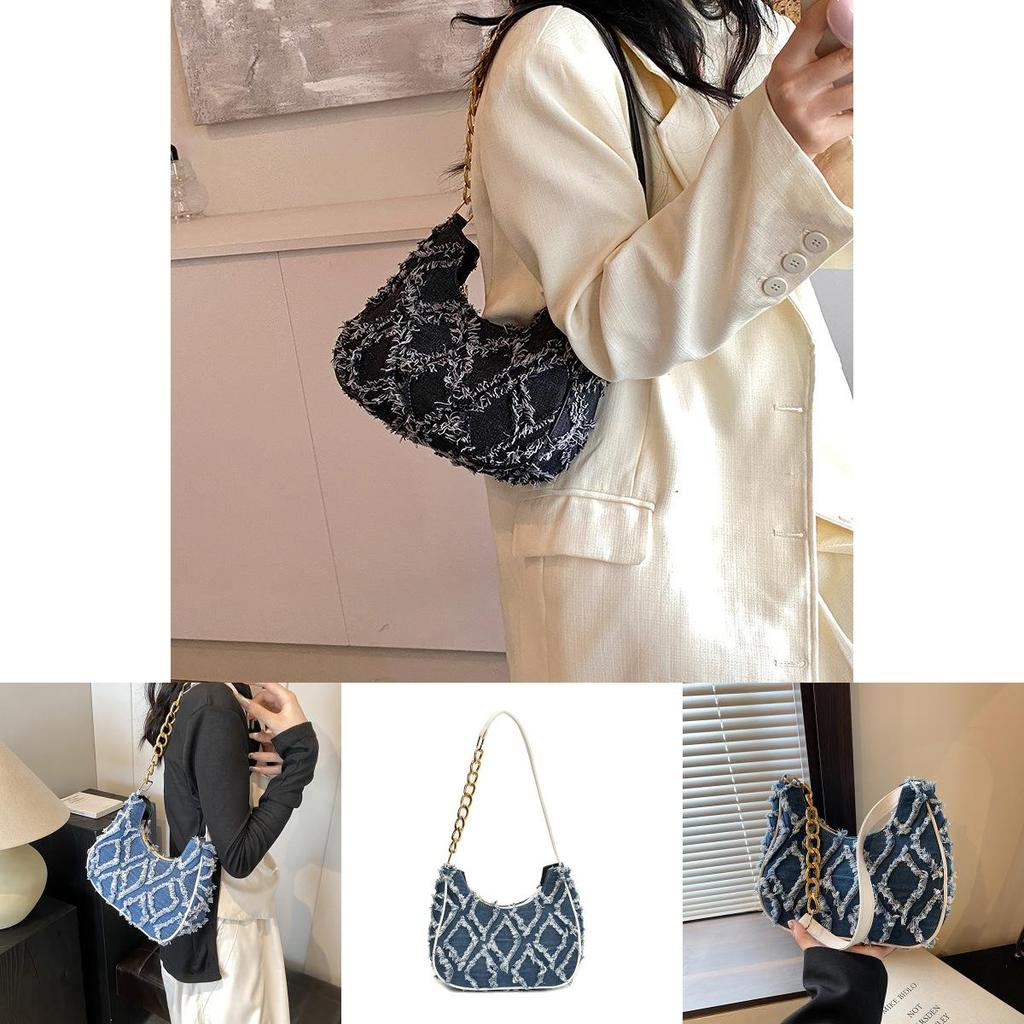 Chic 2024 Summer Small Square Bag With Zipper Closure Retro Style In Deep Blue