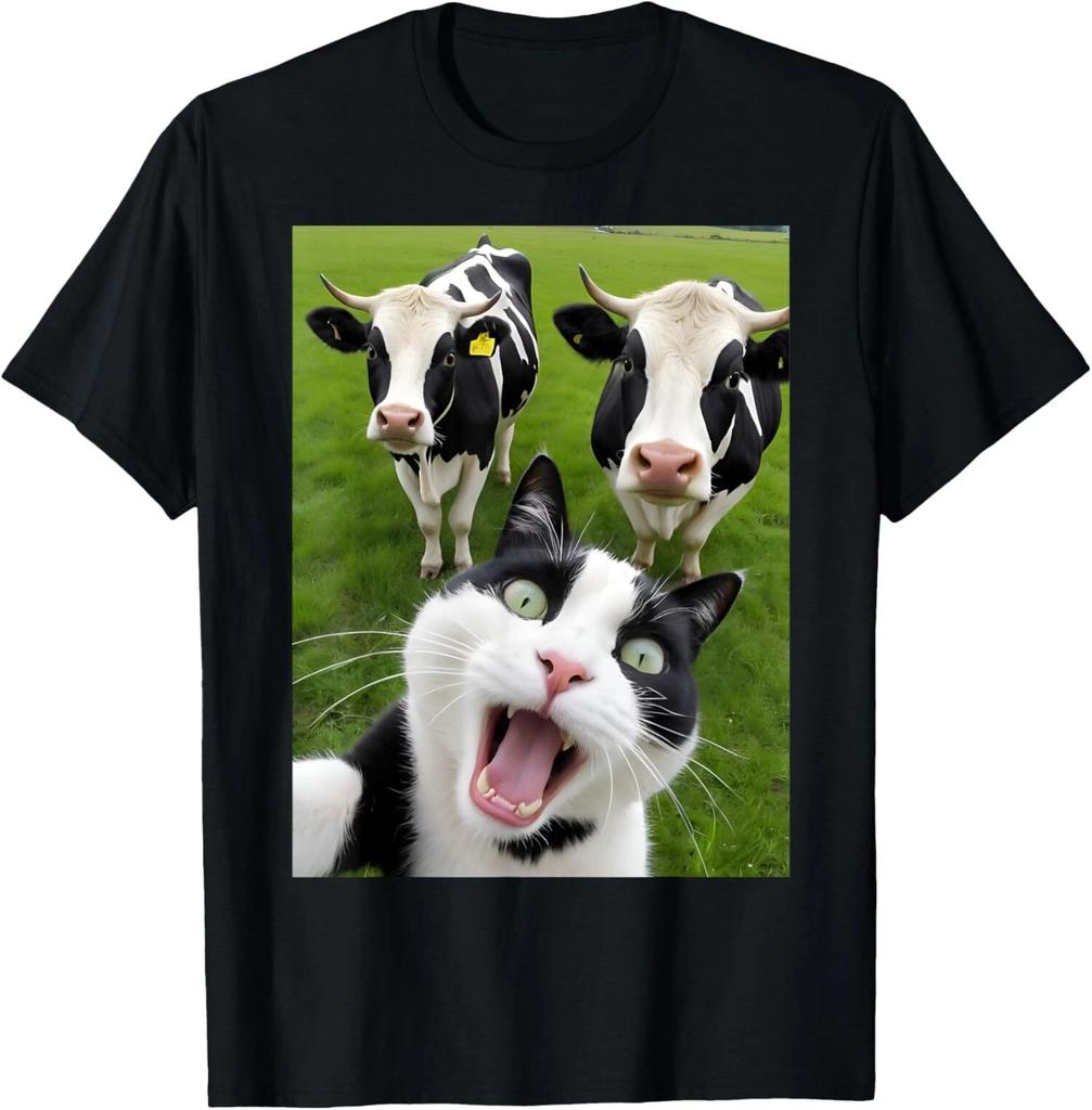Funny Cat Cows Selfie Lover Animals Design Unisex T-Shirt