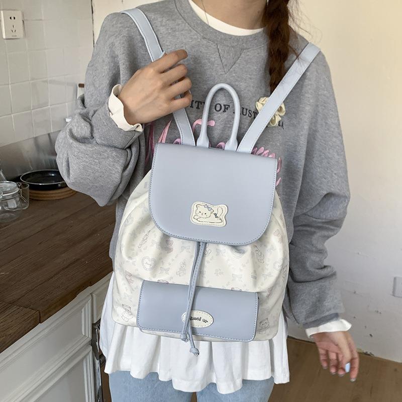 Summer new simple contrasting color large capacity high value student backpack small fresh backpack