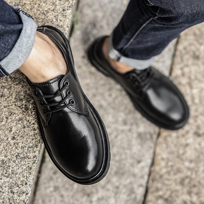 Casual leather shoes men's black trend large size men's shoes low top 1461 Martin single shoes British business leather shoes