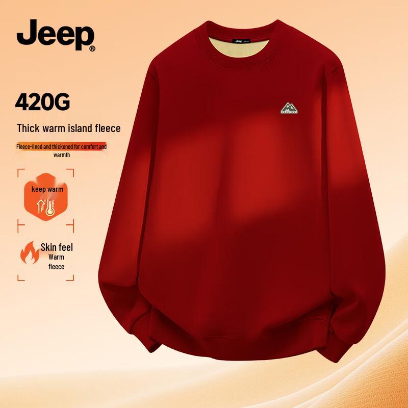 JEEP Men s Fleece-Lined Round Neck Sweatshirt Z M