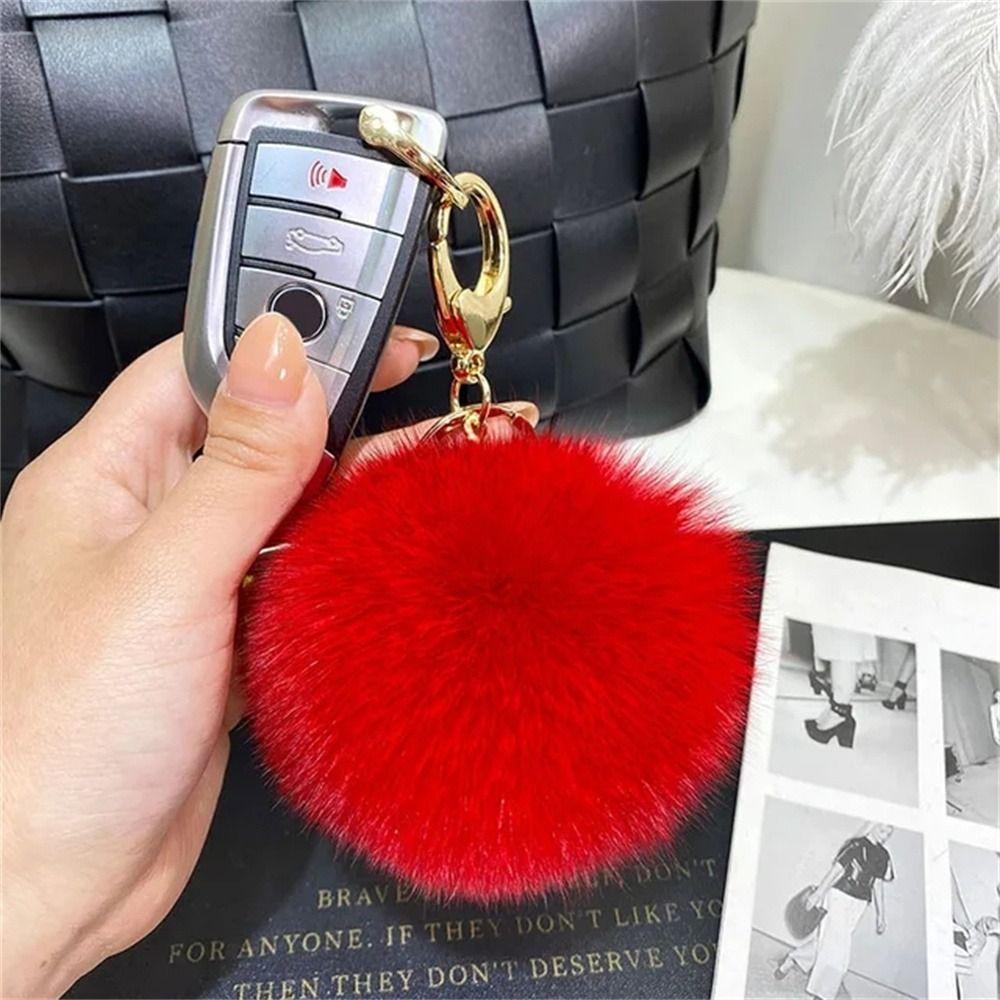Bag Ornament Pompom Ball Keychain Hanging Decoration Fur Pendant Fur Ball Keyring  Women Girls