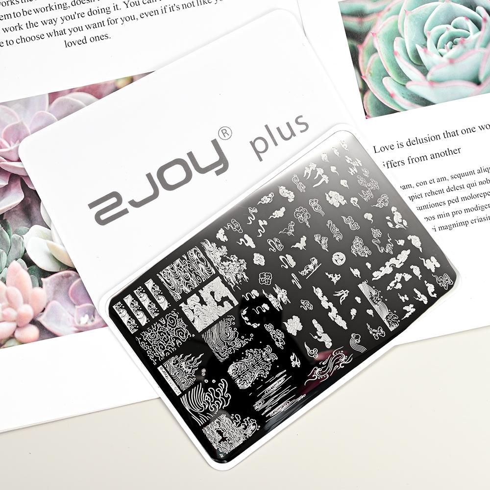 Destičky na ražení nehtů Zimní linky svetru s pruhovaným vzorem Šablony na nehty DIY geometrický kostkovaný design nehtová deska Obrázek Decoratio