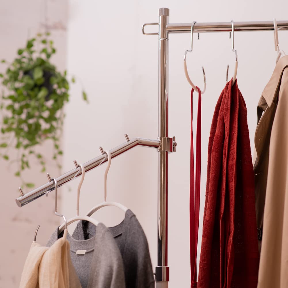 Tamatoshi Slim Clothes Commercial Assembly Chrome Plated Space-Saving Rack, Grade, Sturdy, Required, Side-Mounted Hanger, 5-Tier,