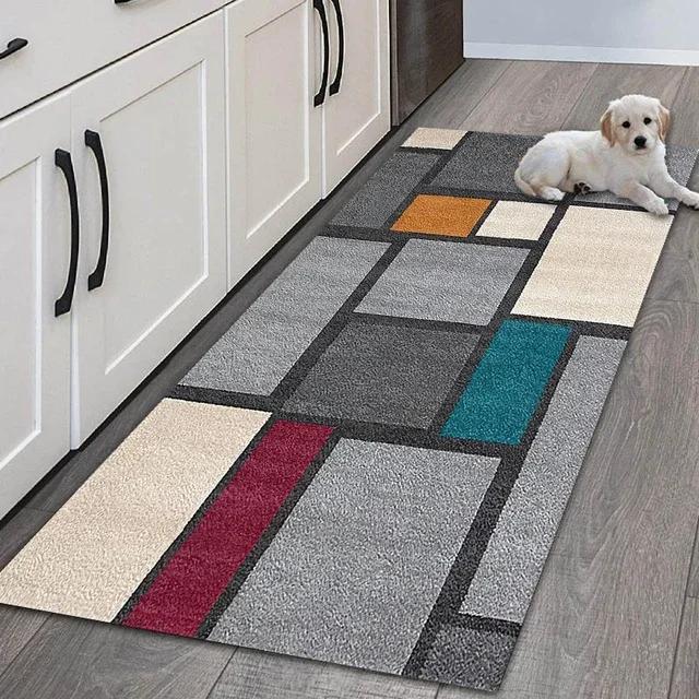 Simple Geometric Kitchen Floor Mats Living Room Floor Carpet Entrance Door Mat Hallway Door Non-Slip Foot Mats Home Decor